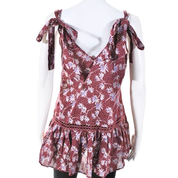 Eberjey Kayla Burgundy Floral Cotton Voile Cover Up Mini Dress S NWT $168 - Picture 8 of 12